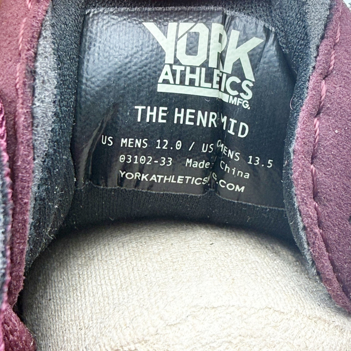 YORK Athletics Mens The Henry Mid Trainer Sneakers US 12 Red Black NIB