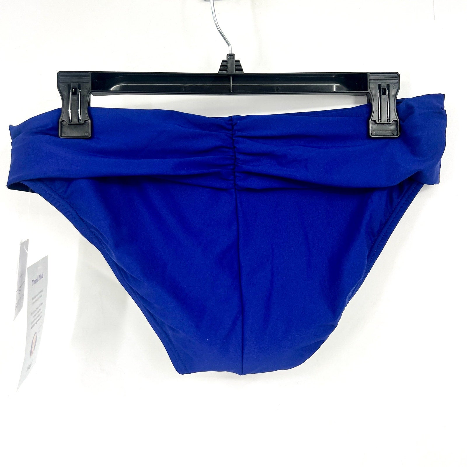 SUNSETS Women's Unforgettable Brief Bikini Bottom Large Indigo Blue Shirred NWT