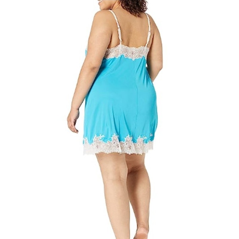 NATORI Women's Enchant Lace Trim Chemise 2X Azure Blue Slip NWT R78130X