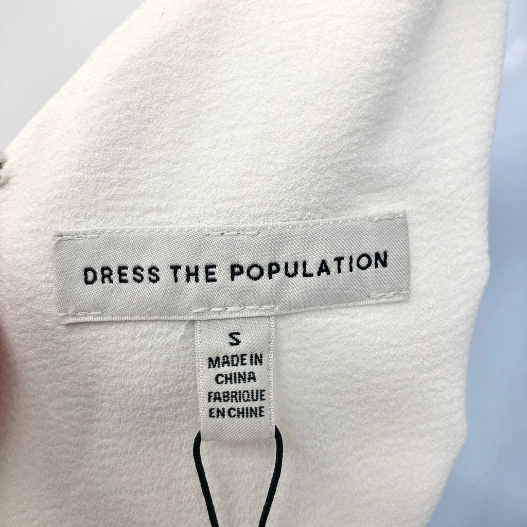 DRESS THE POPULATION Sandra Trumpet Gown Dress Small White Stretch Crepe NWT