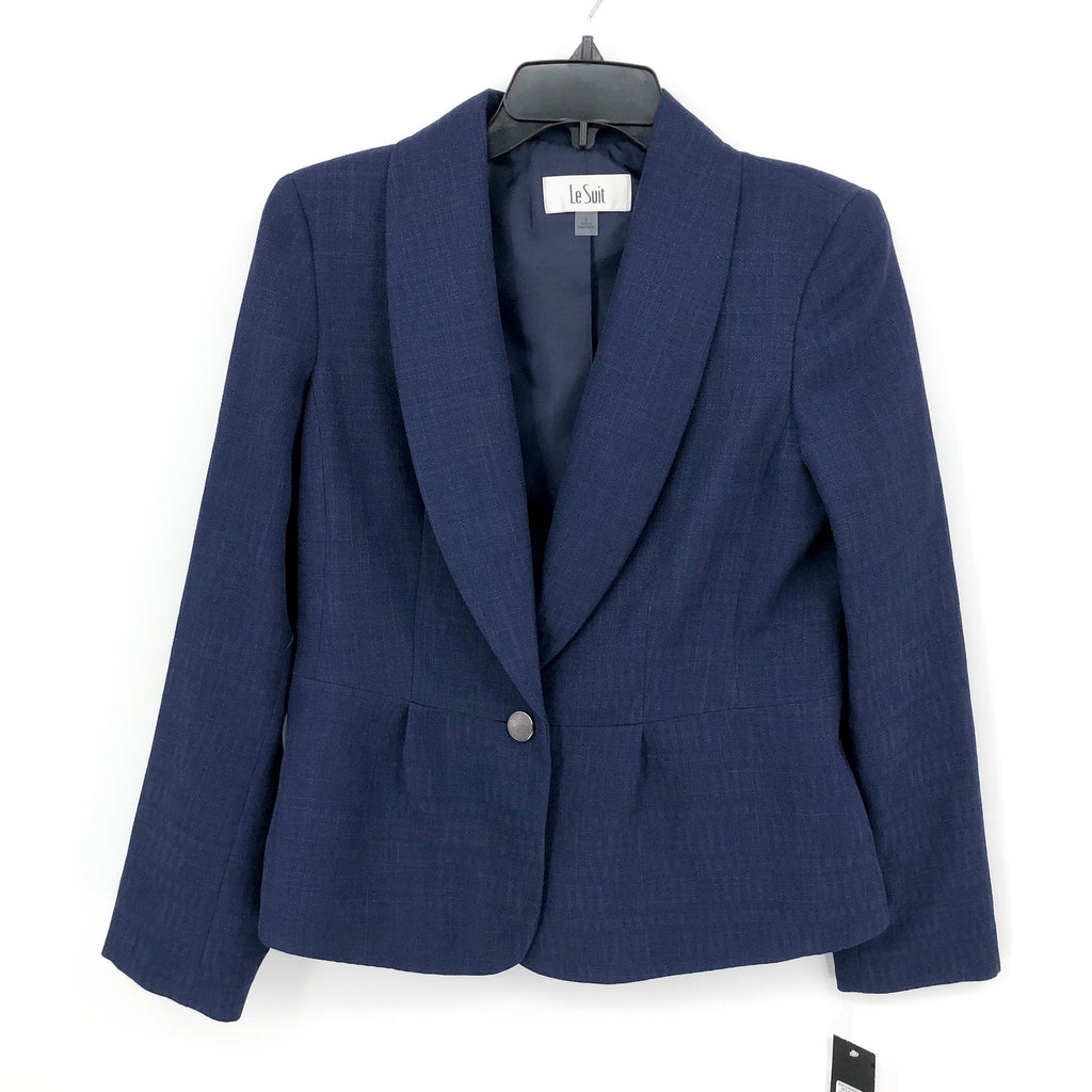 LE SUIT Women's Suit Jacket Size 6 Bright Navy Blue Single Button Blazer NWT