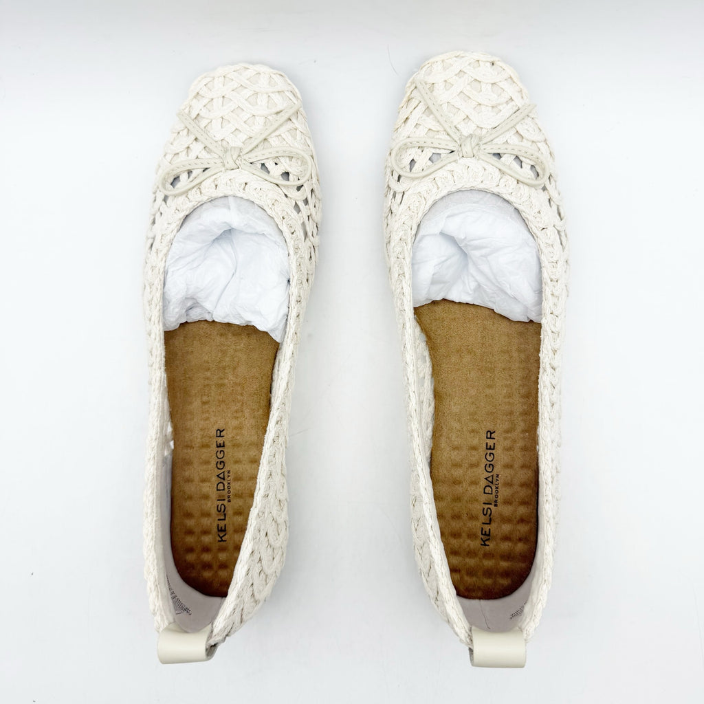 Kelsi Dagger Brooklyn Womens Frankie Flats US 8.5 EU 39 White Crochet NWOB