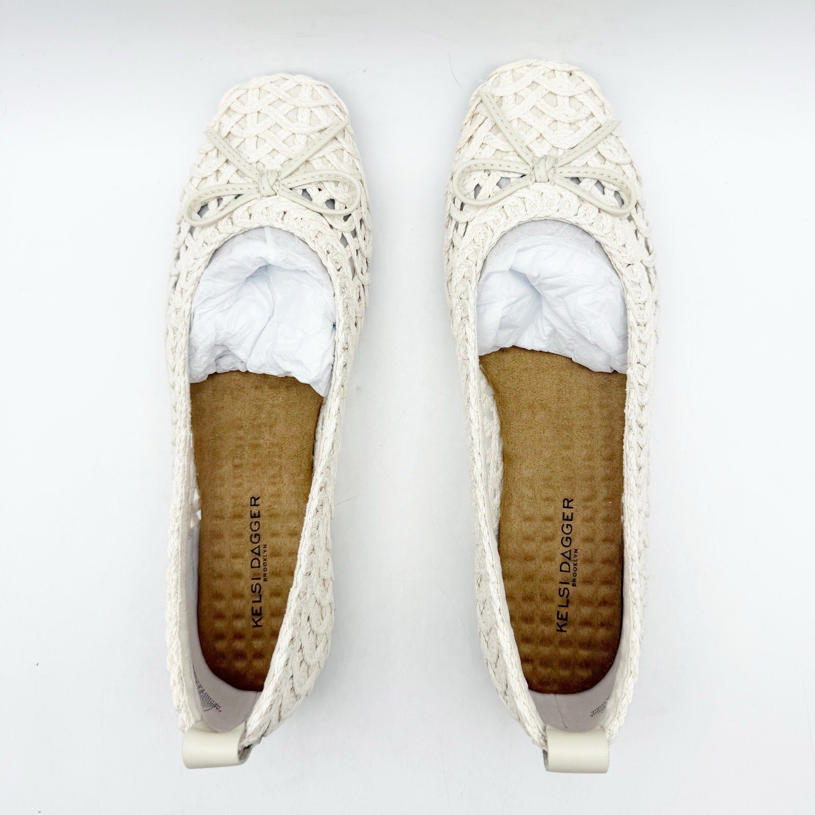 Kelsi Dagger Brooklyn Womens Frankie Flats US 8.5 EU 39 White Crochet NWOB