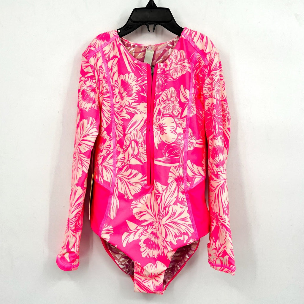 MAAJI Miku Reversible One Piece Swimsuit Girls Sz 8 Pink Floral Long Sleeve NWT