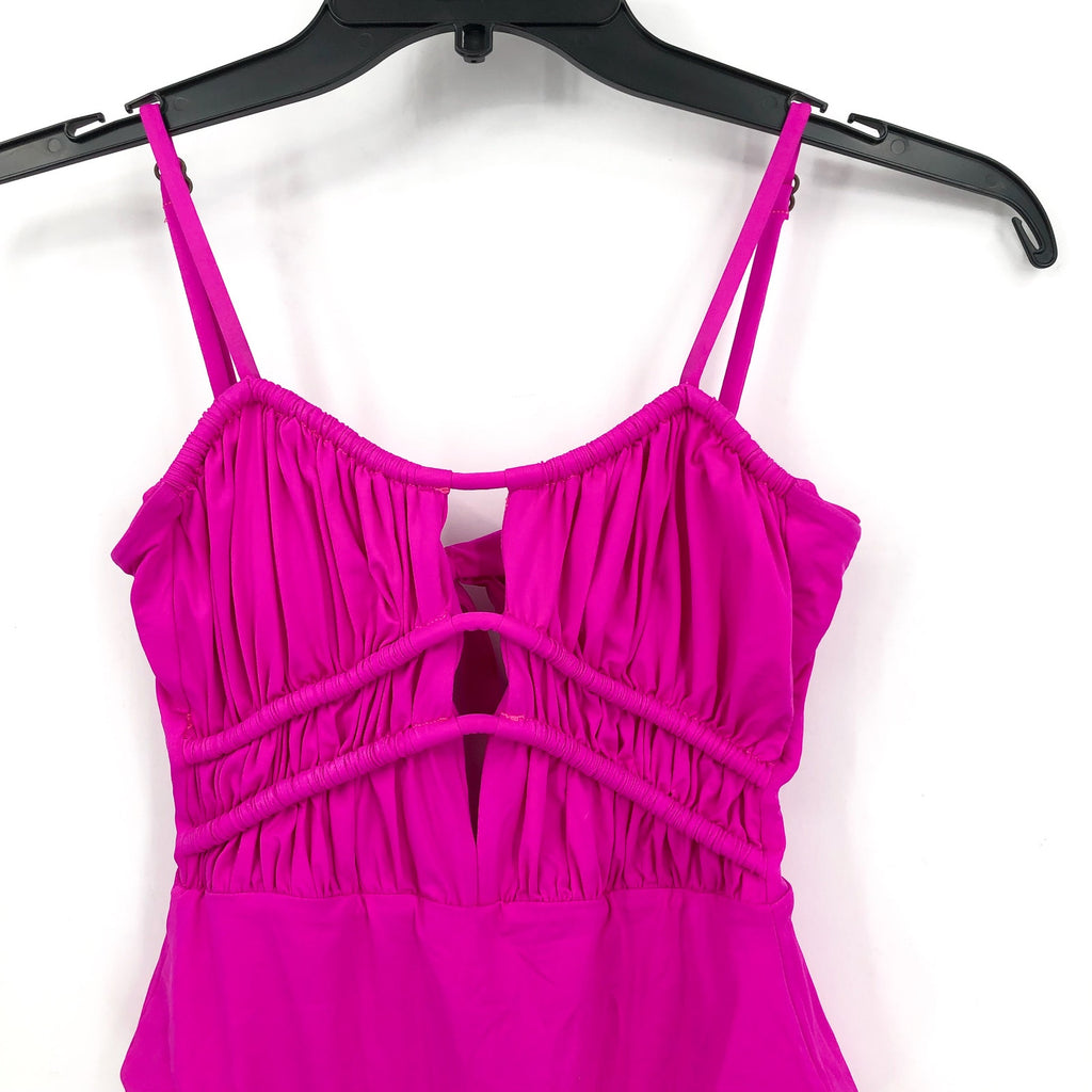 BECCA Women's Santorini One Piece Swimsuit Small Pink Flambe Cut Outs NWT