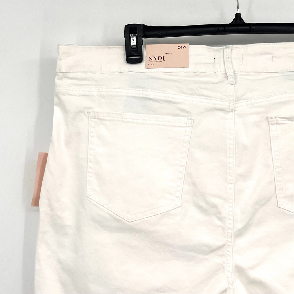 NYDJ Womens Ella Denim Shorts Size 24W Optic White 8" Inseam NWT