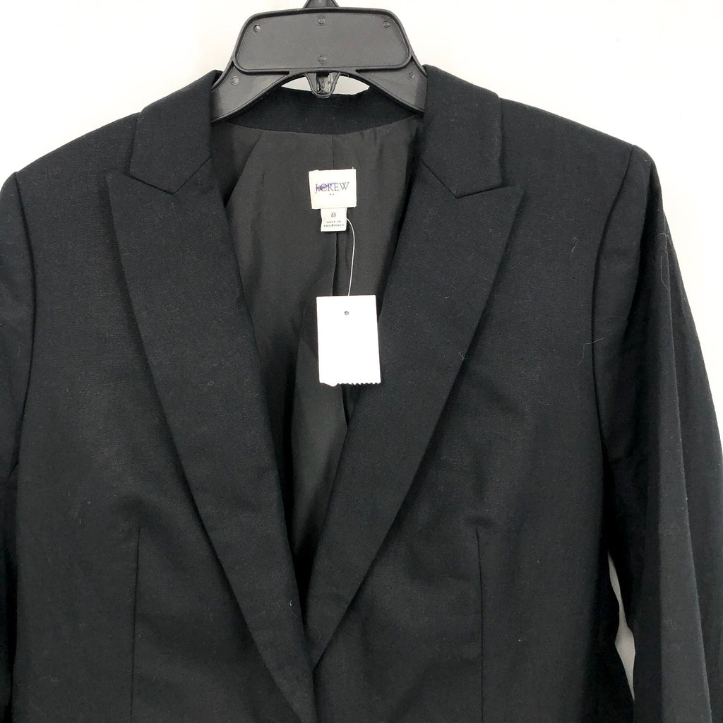 J.Crew Womens One-Button Holland Blazer Size 14 Black Linen-blend AL222 NWT