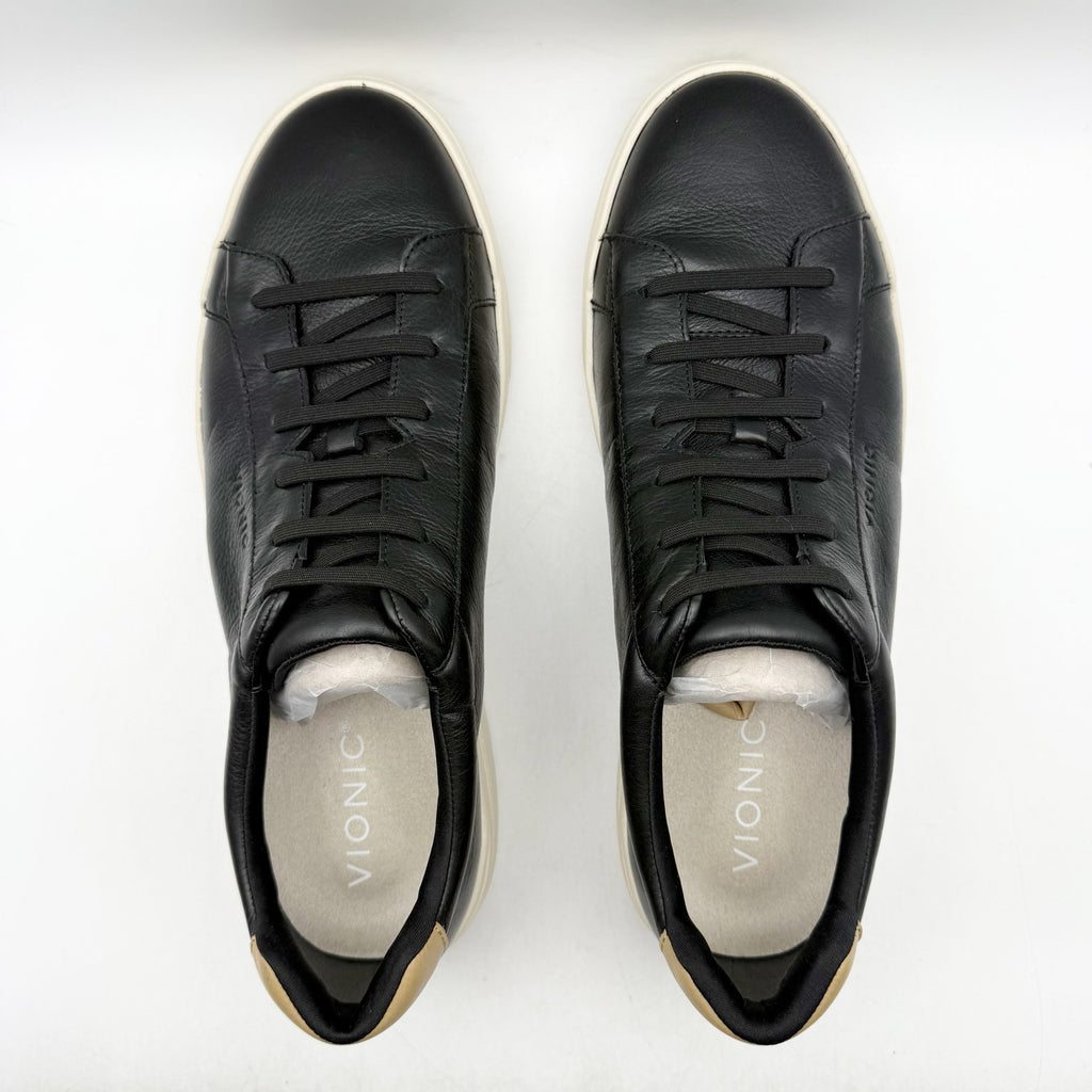 Vionic Mens Colbie Sneakers US 12 EU 45 Black Leather NWOB