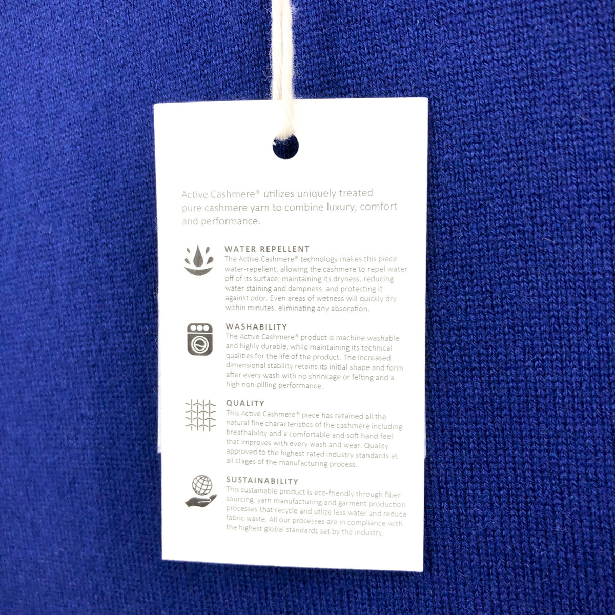 ACTIVE CASHMERE Men's Cashmere Hoodie Sweater Large Blue Machine Washable NWT