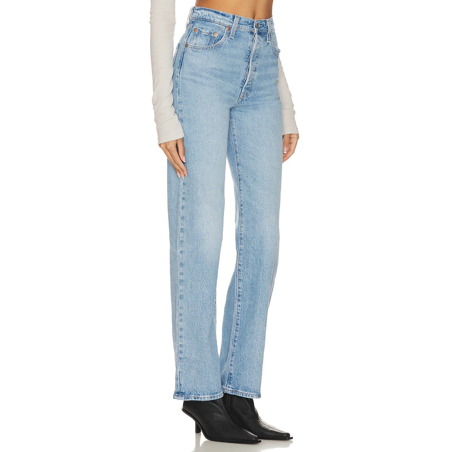 LEVI'S Womens Ribcage Straight Leg Jeans 26x32 Light Wash 79078-0010 EUC