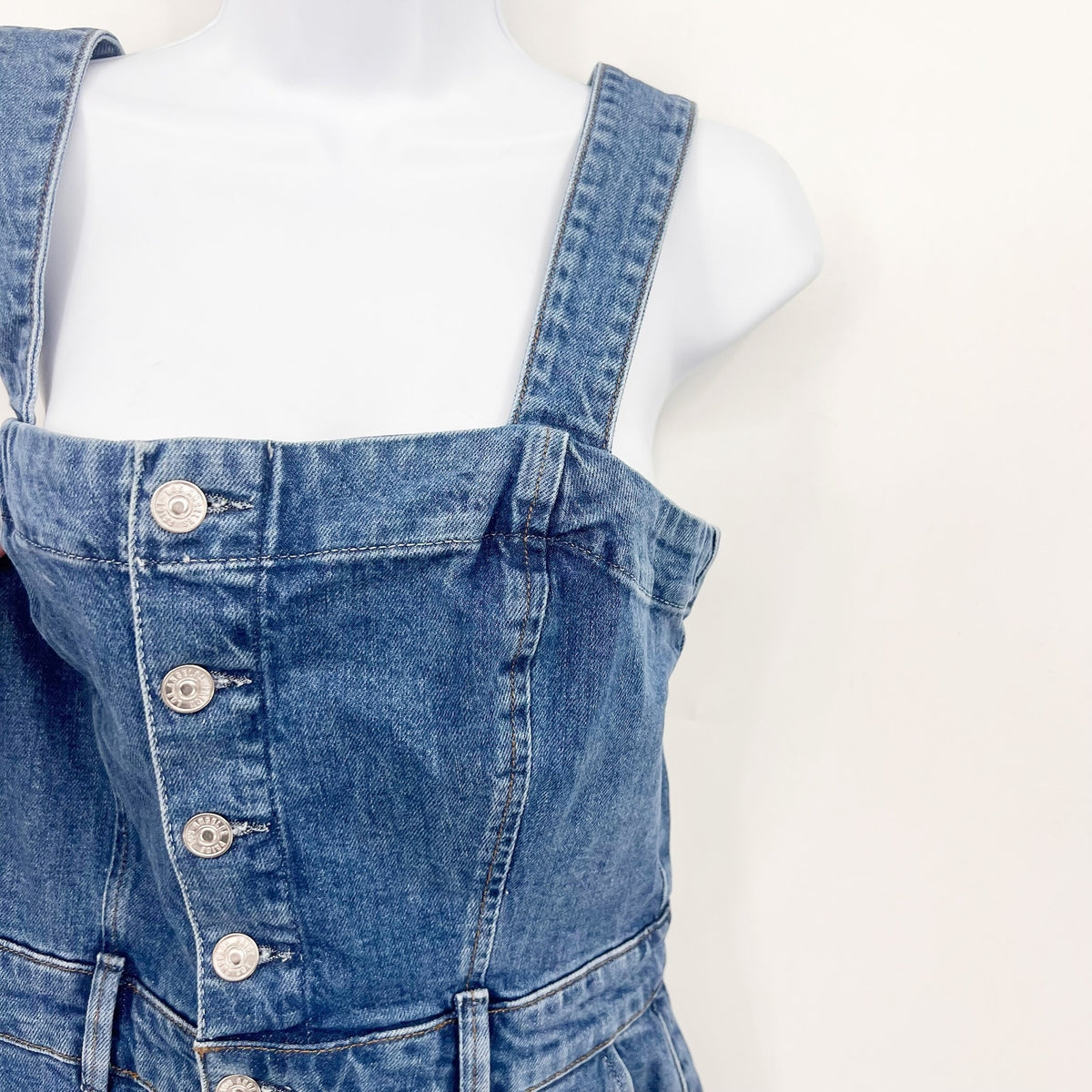 PAIGE Women's Maddy Denim Tank Dress Size 10 Delia Blue Button Front Revolve NWT
