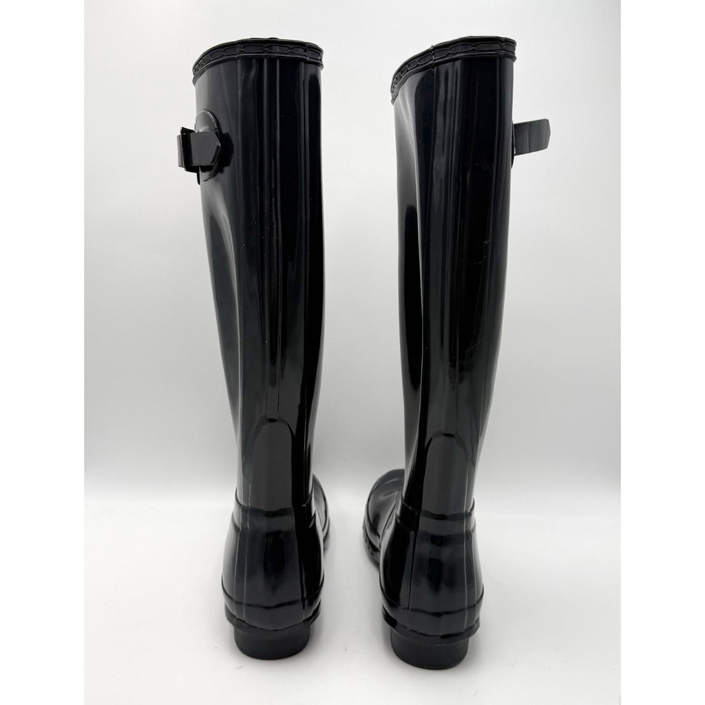 Hunter Womens Original Tall Gloss Rain Boots US 7 EU 38 Black Waterproof NWOB