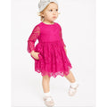 BARDOT Baby Girl Gertrude Lace Dress 12-18 Months Pink Long Sleeve NWT