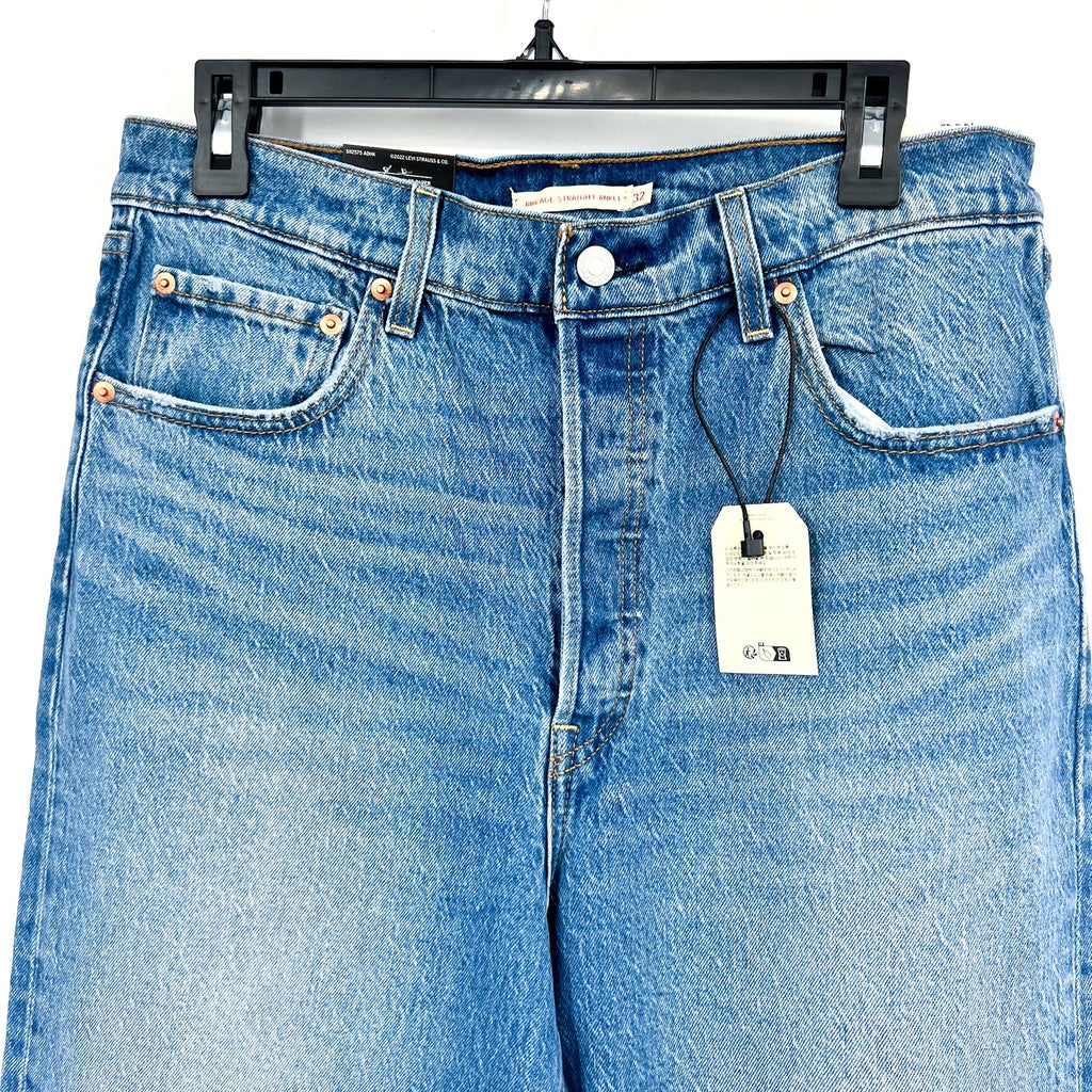 Levi's Womens Ribcage Straight Ankle Jeans 32x27 14 Medium Blue 72693-0177 NWT