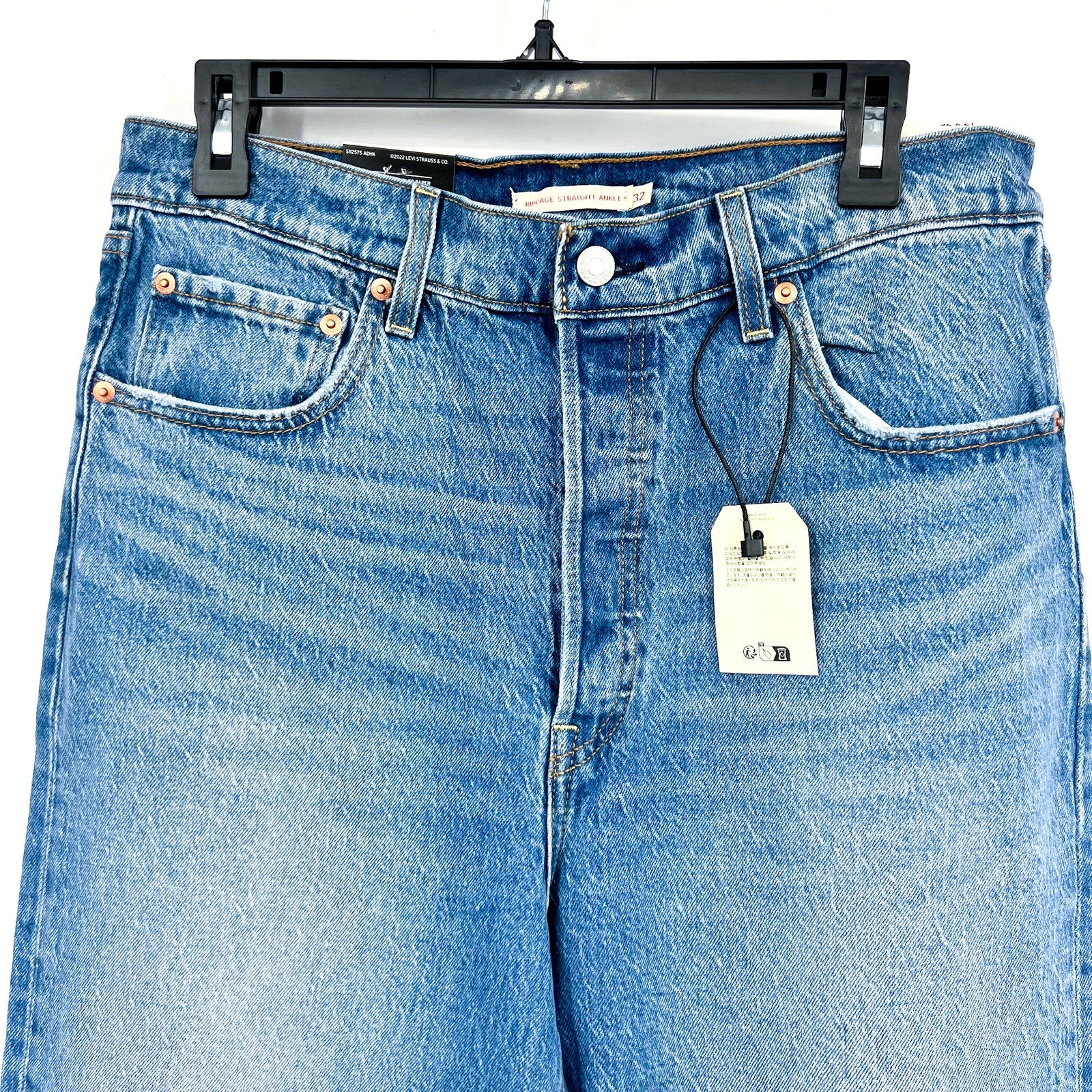Levi's Womens Ribcage Straight Ankle Jeans 32x27 14 Medium Blue 72693-0177 NWT
