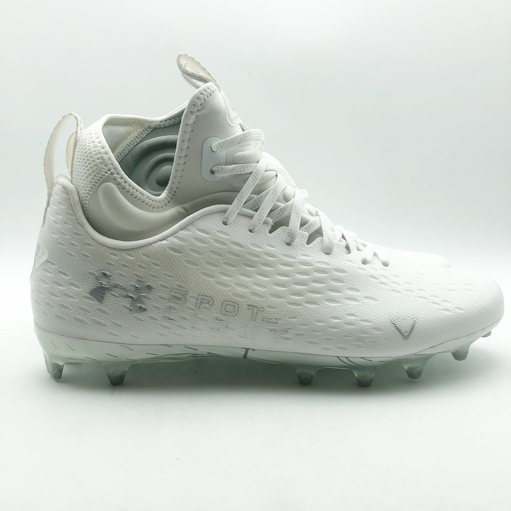 Under Armour Mens Spotlight Lux MC 2.0 Football Cleats Size 8 White Silver NWOB