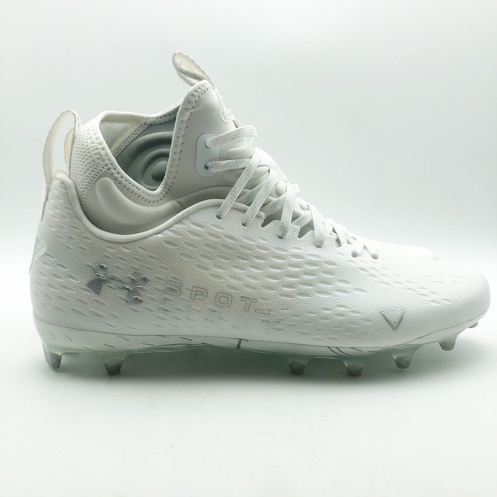 Under Armour Mens Spotlight Lux MC 2.0 Football Cleats Size 8 White Silver NWOB