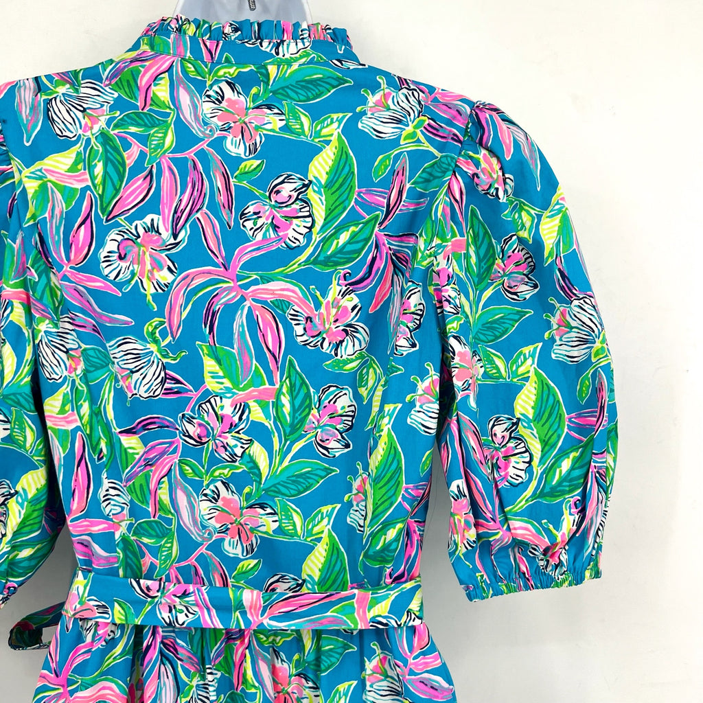 LILLY PULITZER Shona Dress Size 10 Formentera Turquoise Keep on Beleafing NWOT