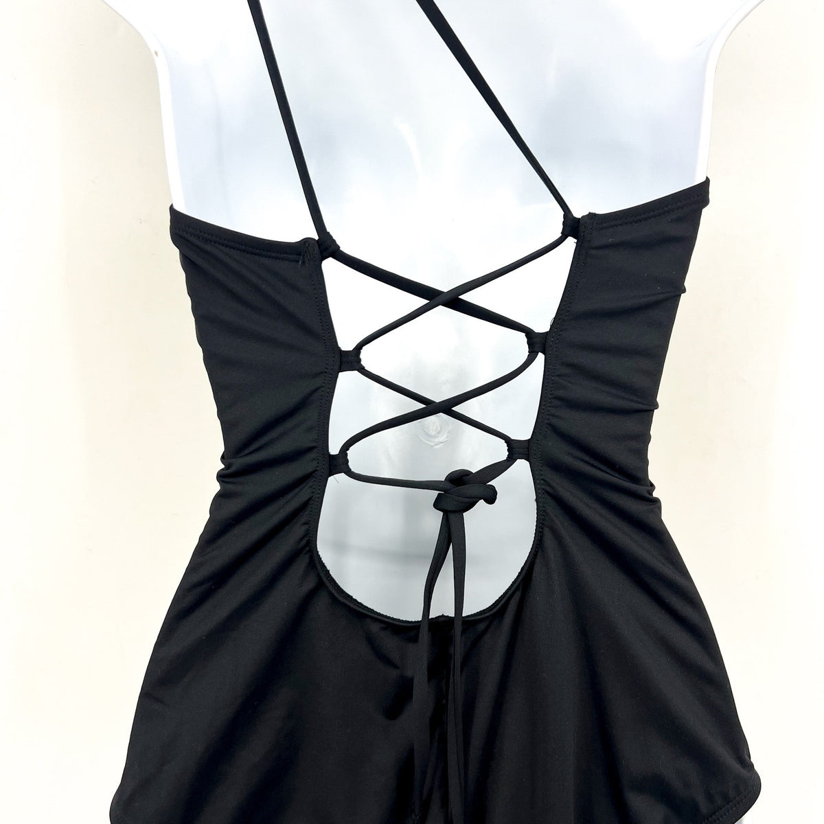 LA BLANCA Island Goddess One Piece Swimsuit Size 10 Black Lace Back NWOT
