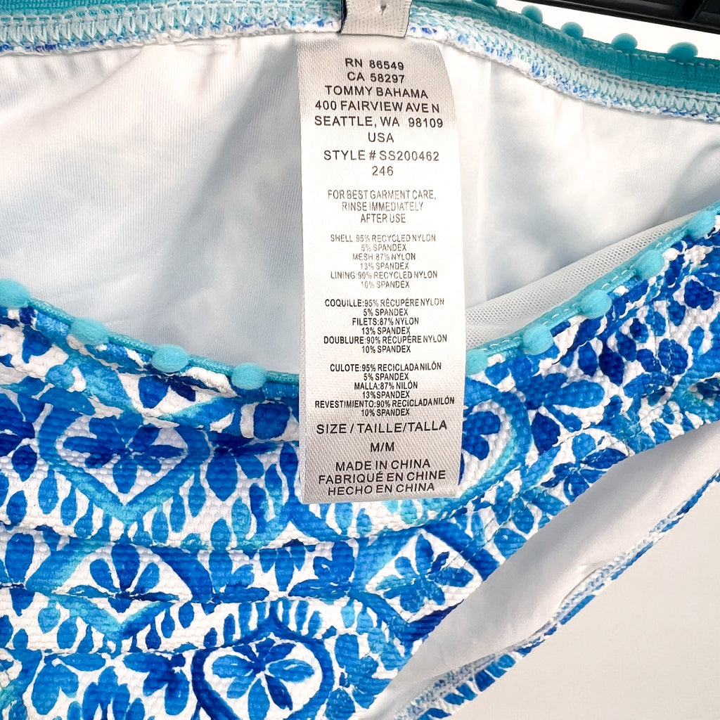 TOMMY BAHAMA Shell Beach Bandini Top Bikini Bottom Medium Blue Island Cays NWT