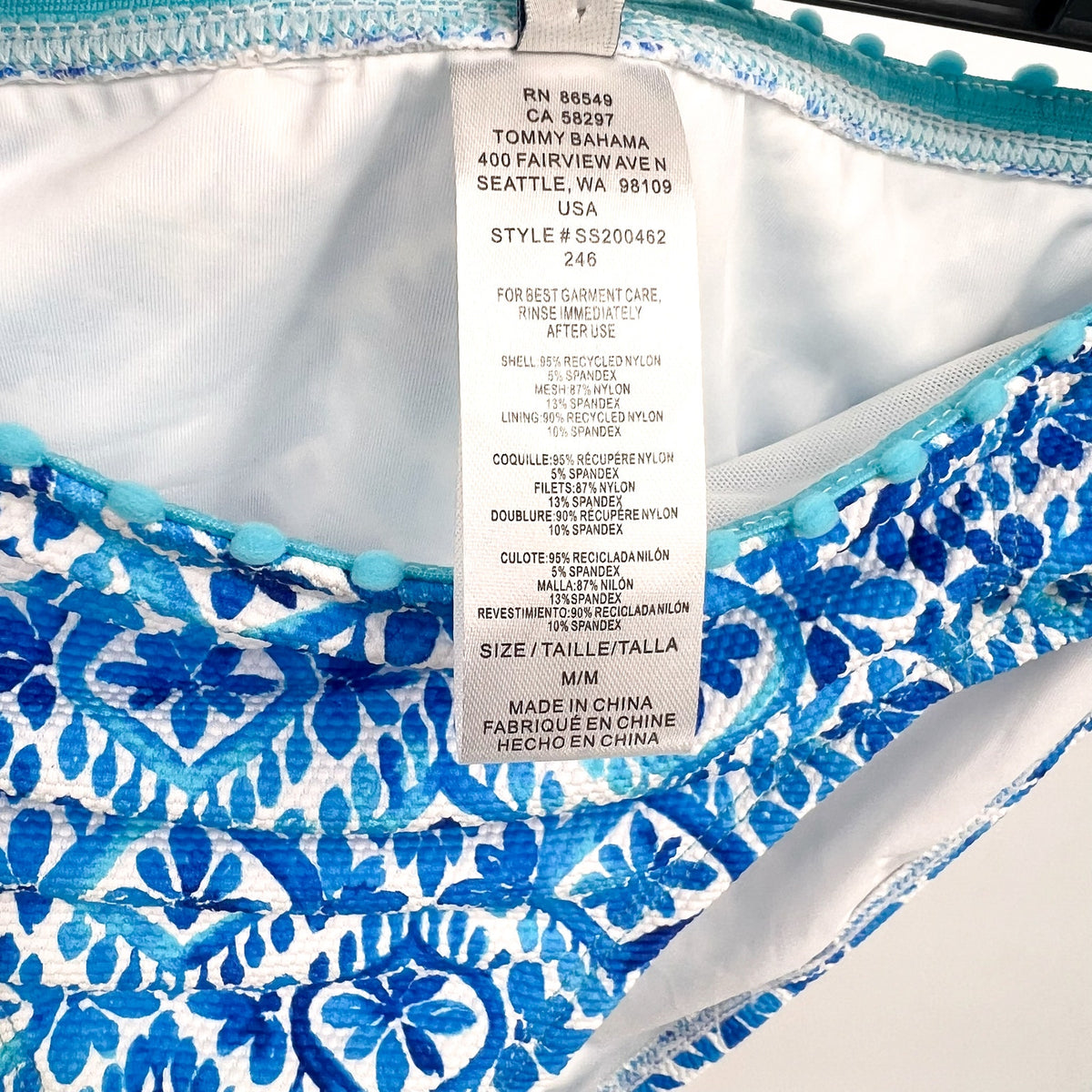 TOMMY BAHAMA Shell Beach Bandini Top Bikini Bottom Medium Blue Island Cays NWT