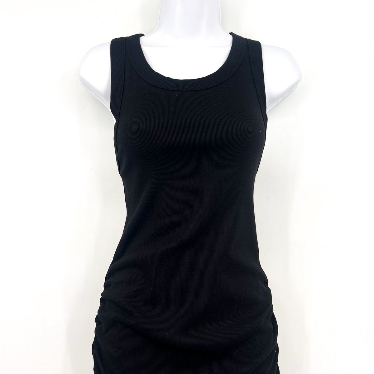 MICHAEL STARS Women's Wren Ribbed Midi Dress Large Black Stretch Sleeveless NWT