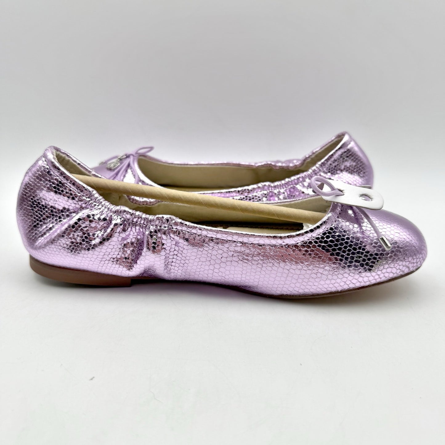 Sam Edelman Kids Felicia Ballet Flats US 3 M EU 35 Lilac Metallic Leather NIB