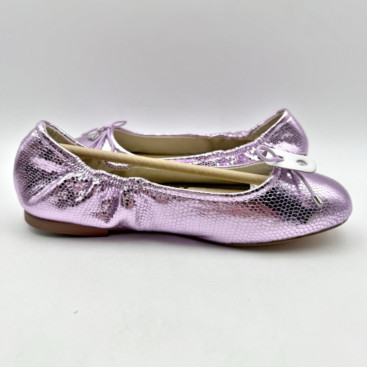 Sam Edelman Kids Felicia Ballet Flats Size 3 M EU 35 Lilac Metallic Leather NIB