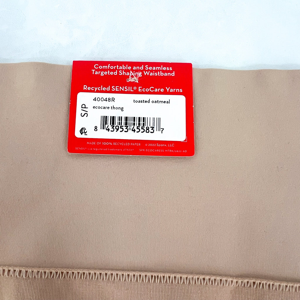 SPANX Women's EcoCare Seamless Shaping Thong Small Toasted Oatmeal 40048R NWT