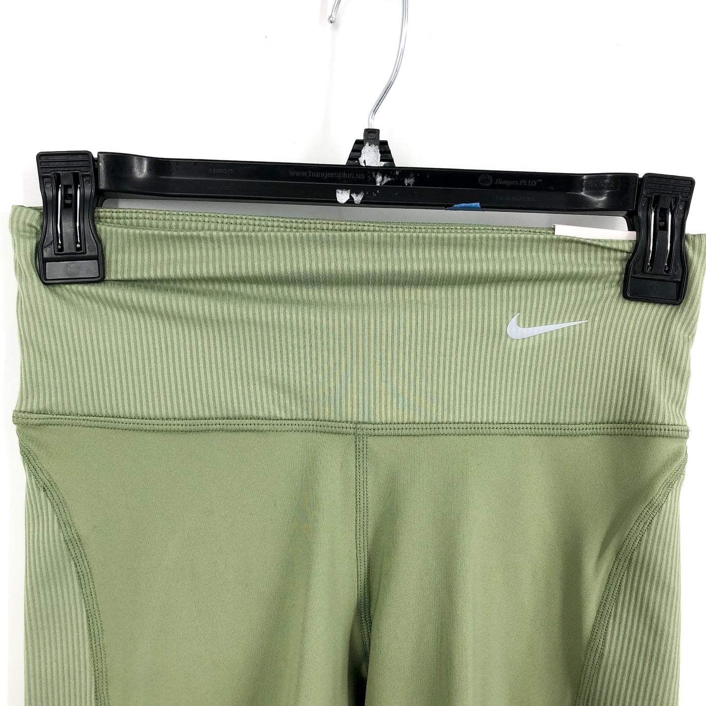 NIKE Womens Tight Athletic Running Shorts XS Olive Green Mid-Rise Ribbed NWT