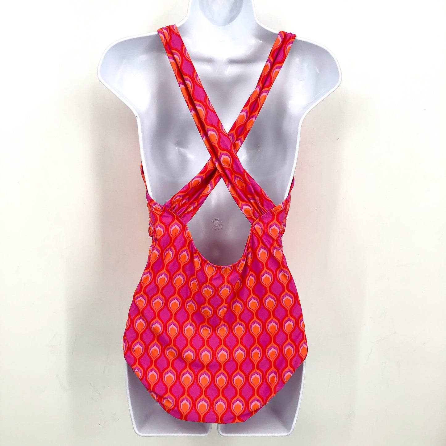 SEAFOLLY Cross-Back One Piece Swimsuit US 10 Red Chili Birds of Paradise