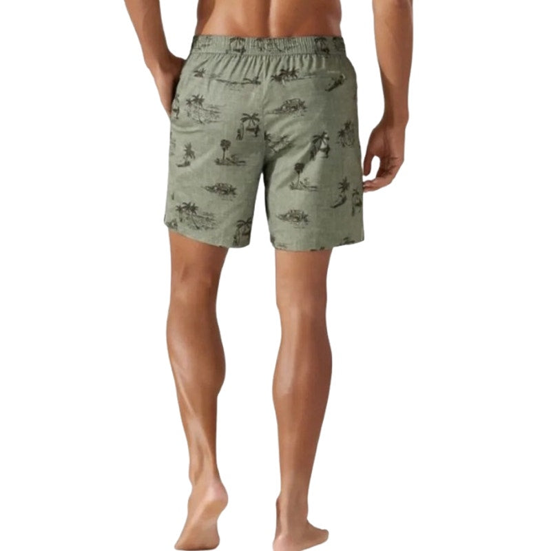 TOMMY BAHAMA Men’s Island Zone Hybrid Board Shorts Large Army Green 6-Inch NWT