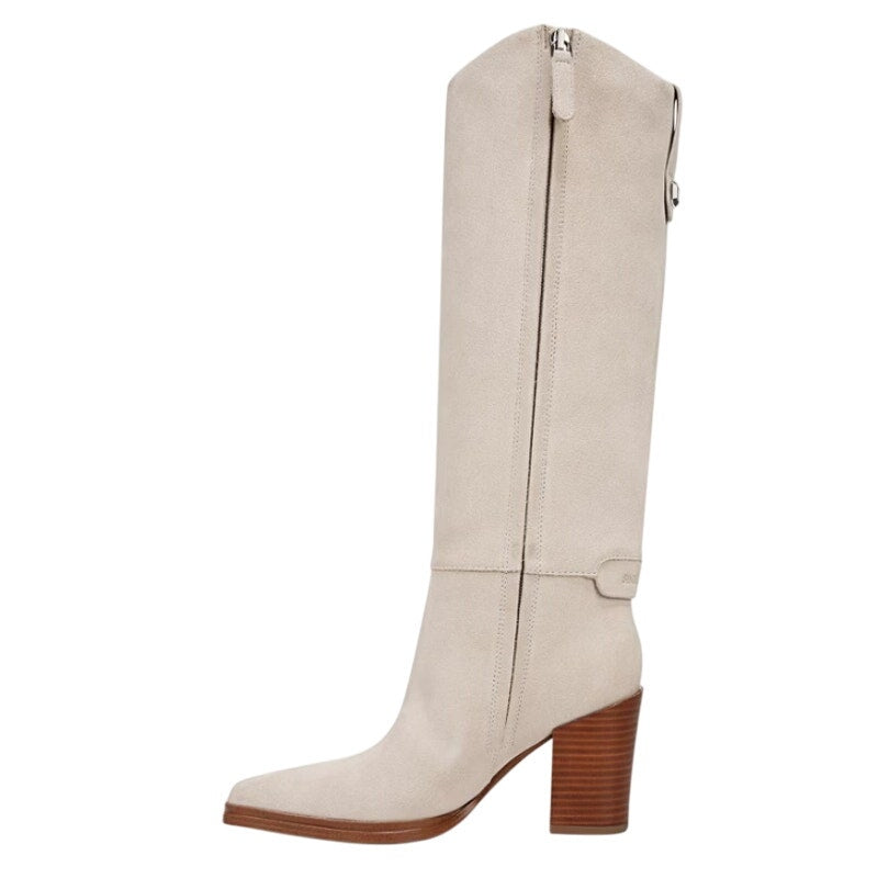 Franco Sarto Womens Jasmine Knee High Boots Size 8.5 Winter White Suede NIB