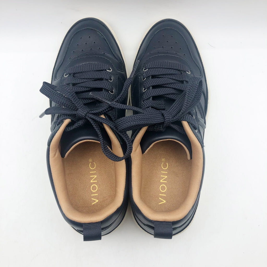 Vionic Womens Elise Casual Sneakers US 6.5 EU 36.5 Navy Blue Leather Low Top NIB