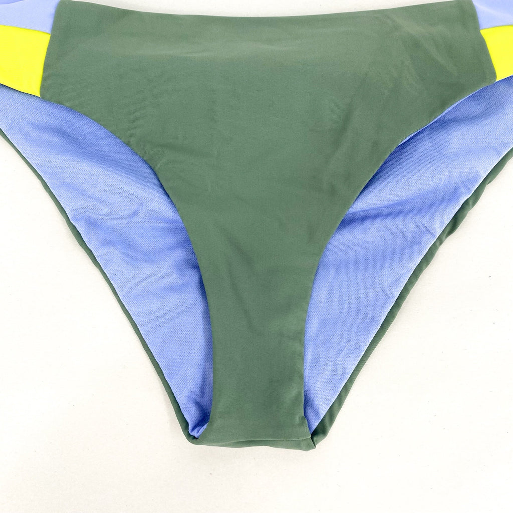 PRANA Women's Innix Bikini Bottom Medium Army Green Colorblock NWT