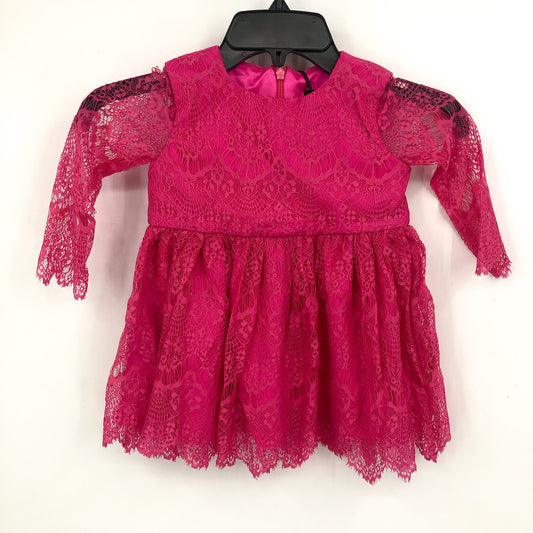 BARDOT Baby Girl Gertrude Lace Dress 12-18 Months Pink Long Sleeve NWT
