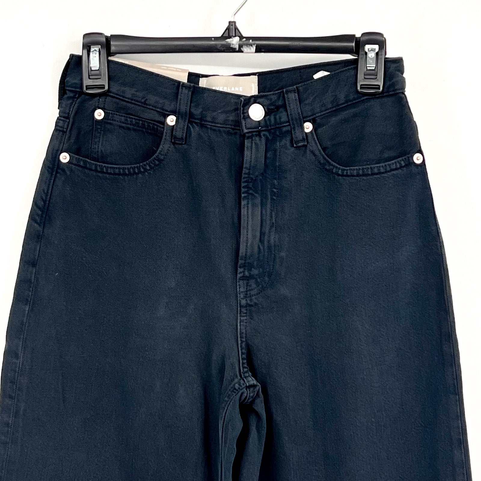 EVERLANE Women's The OG Baggy Jeans 24x30 US 00 Black Ink Wash Relaxed Fit NWT
