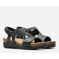 Clarks Womens Calenne Carmen Wedge Sandals US 8.5 M Black Leather NWOB