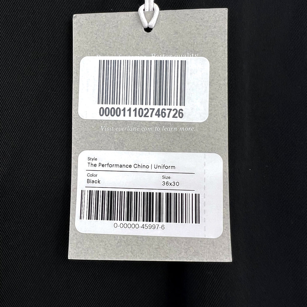 EVERLANE Uniform Mens Performance Chino Pants 36x30 Black Athletic Fit NWT