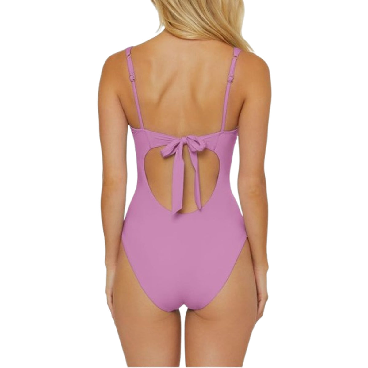 BECCA Women's Color Code V-Wire One Piece Swimsuit Small Malva Purple NWT