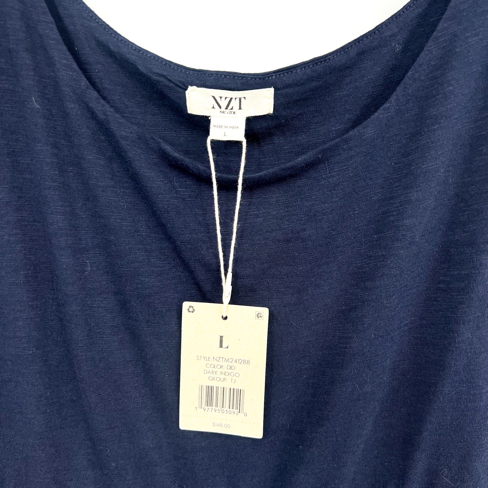 NIC+ZOE Tiered Maxi Tank Dress Large Dark Blue Cotton Blend Scoop Neck NWT