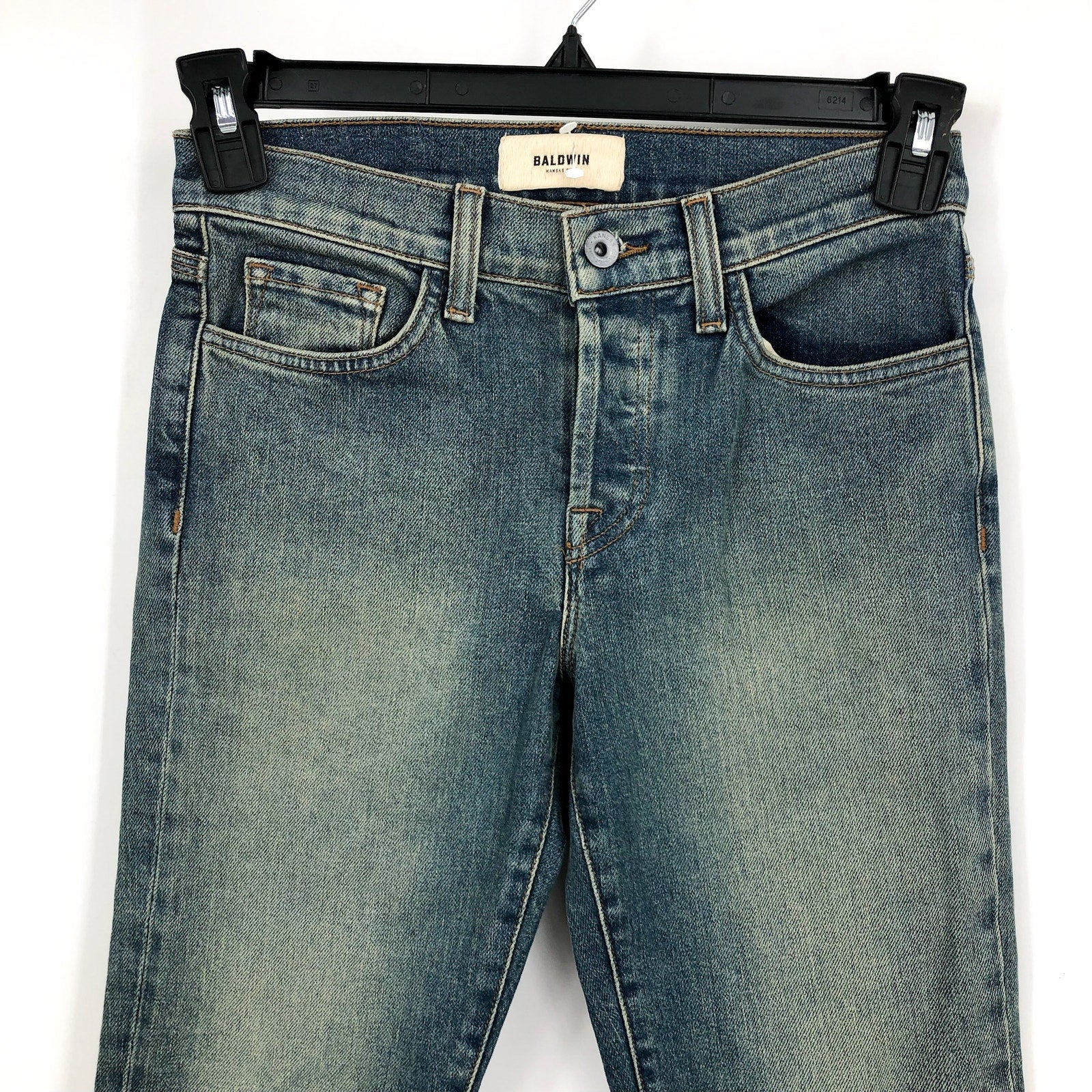 BALDWIN Women's Maxwell Crop Kick Flare Jeans Size 24 Blue Traction Stretch NWT