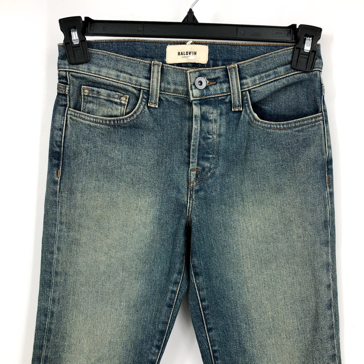 BALDWIN Women's Maxwell Crop Kick Flare Jeans Size 24 Blue Traction Stretch NWT