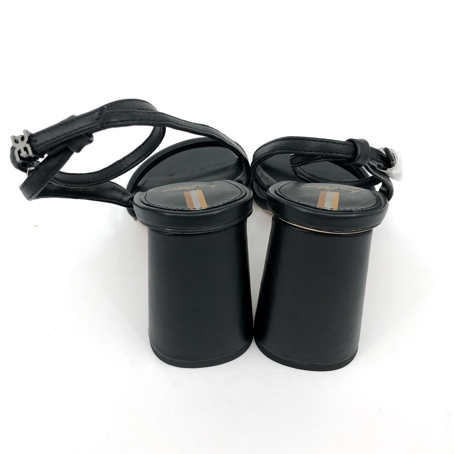 SAM EDELMAN Womens Kia Sandals 9.5 WIDE Black Block Heel Strappy Leather NWOB