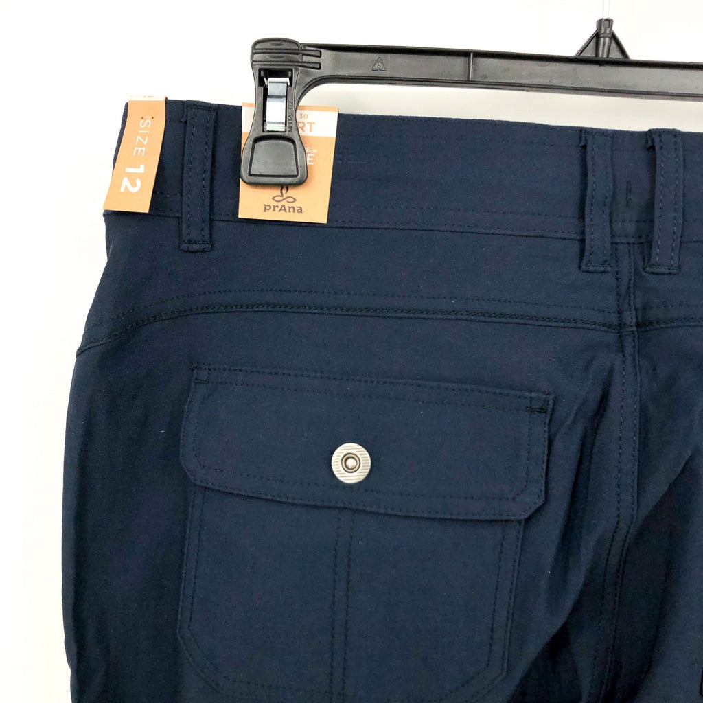 PRANA Women's Halle Pants II Size 12 Short Nautical Blue Water Repellent NWT