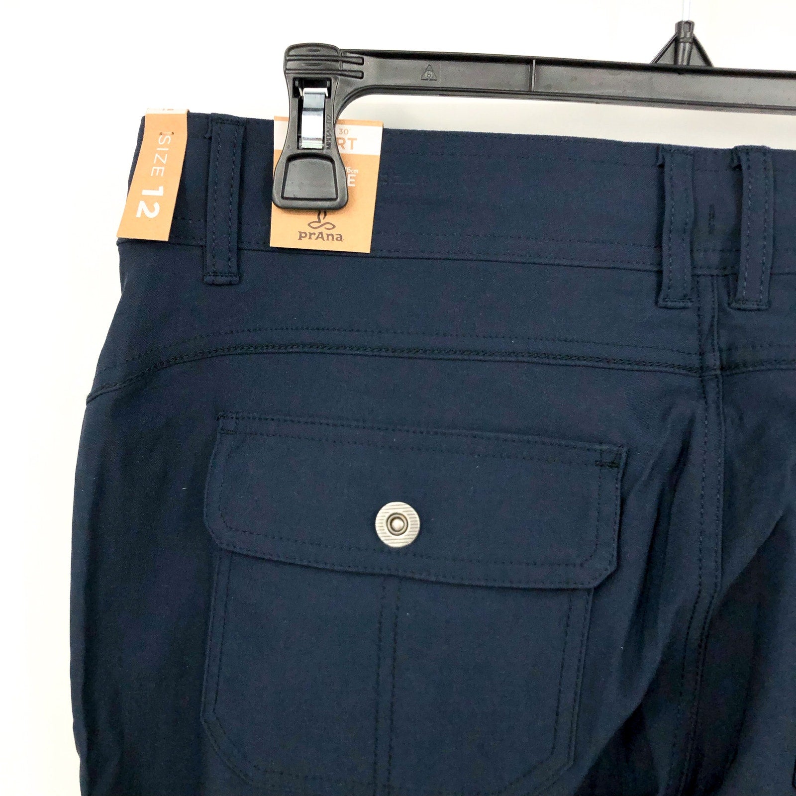 PRANA Women's Halle Pants II Size 12 Short Nautical Blue Water Repellent NWT