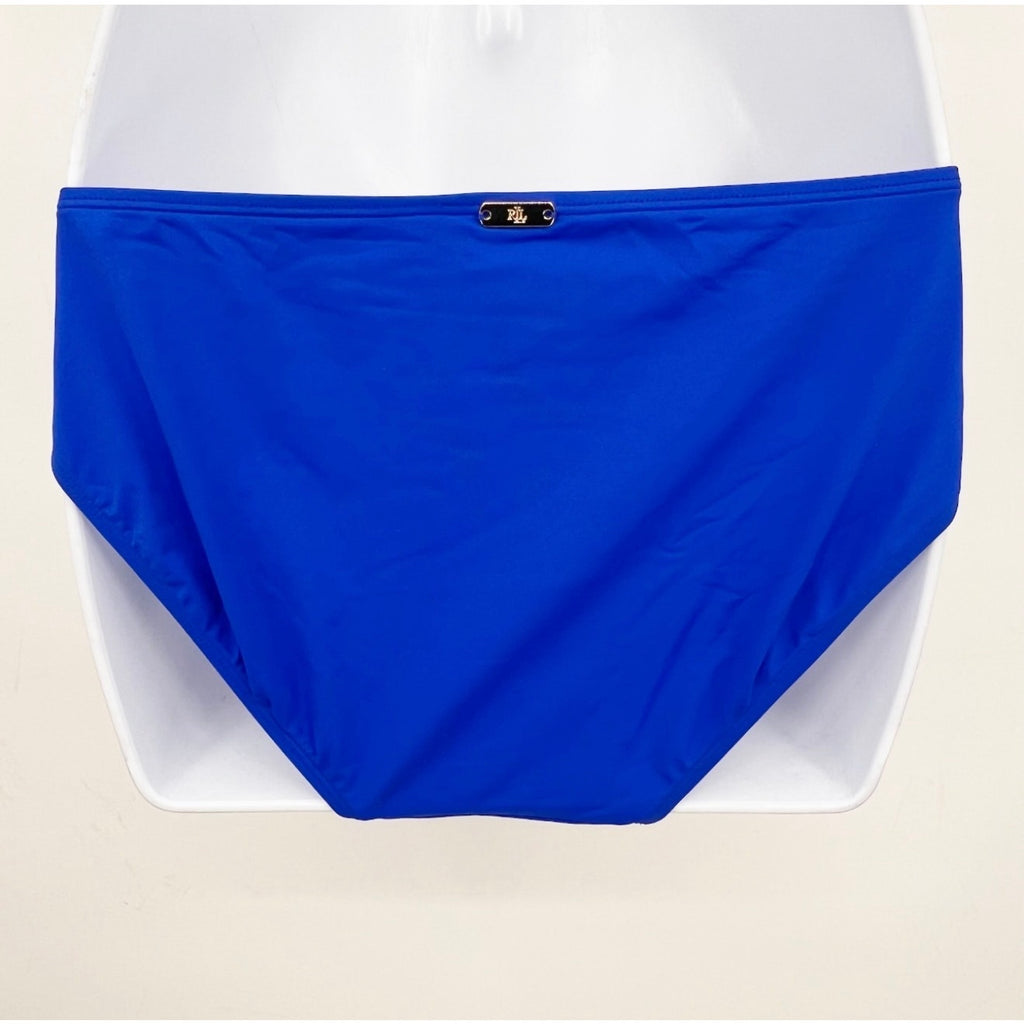 LAUREN RALPH LAUREN Women's Hipster Bikini Bottoms Size 12 Blue Beach Club NWT