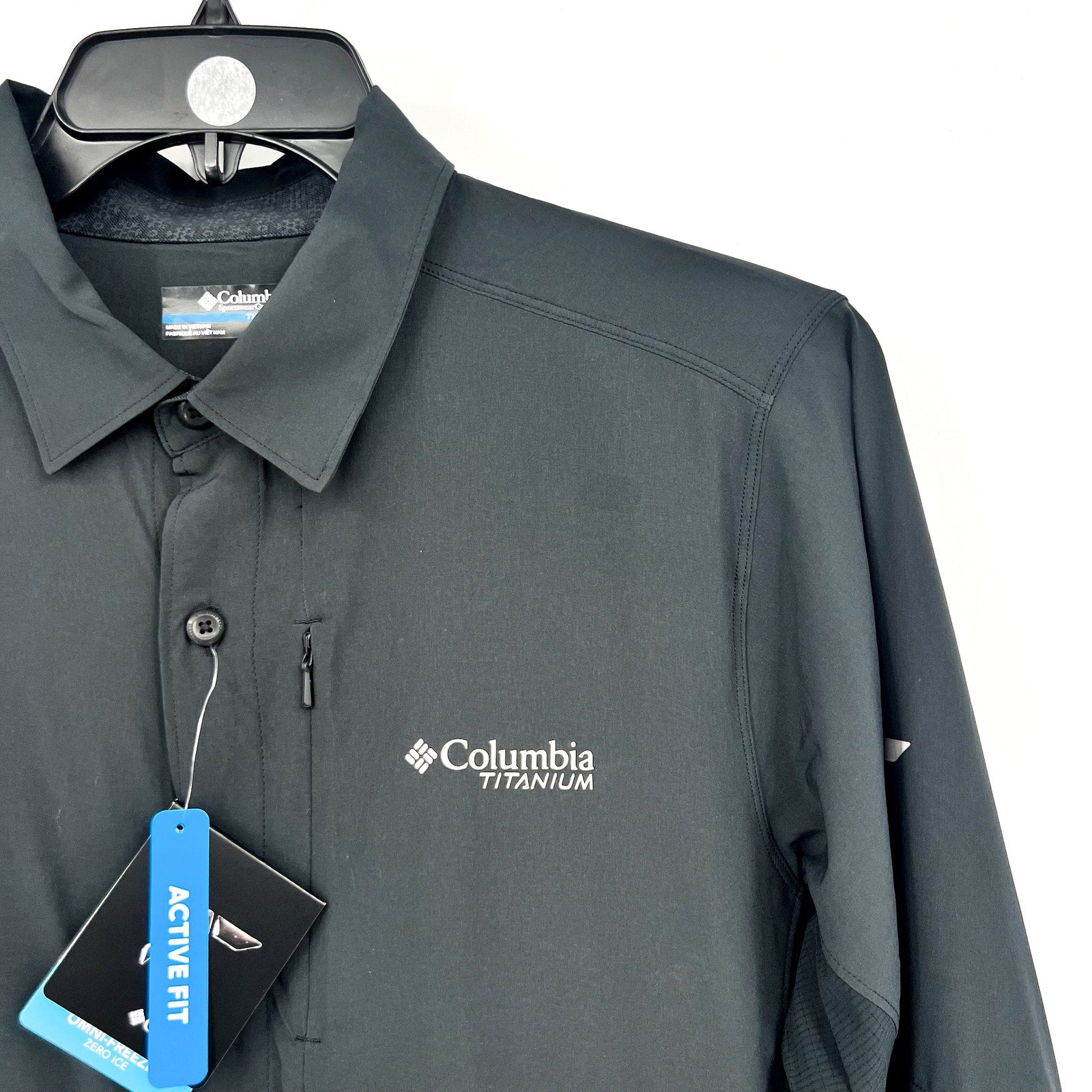 COLUMBIA Men's Cirque River Long Sleeve Shirt Medium Black Vented Woven NWT