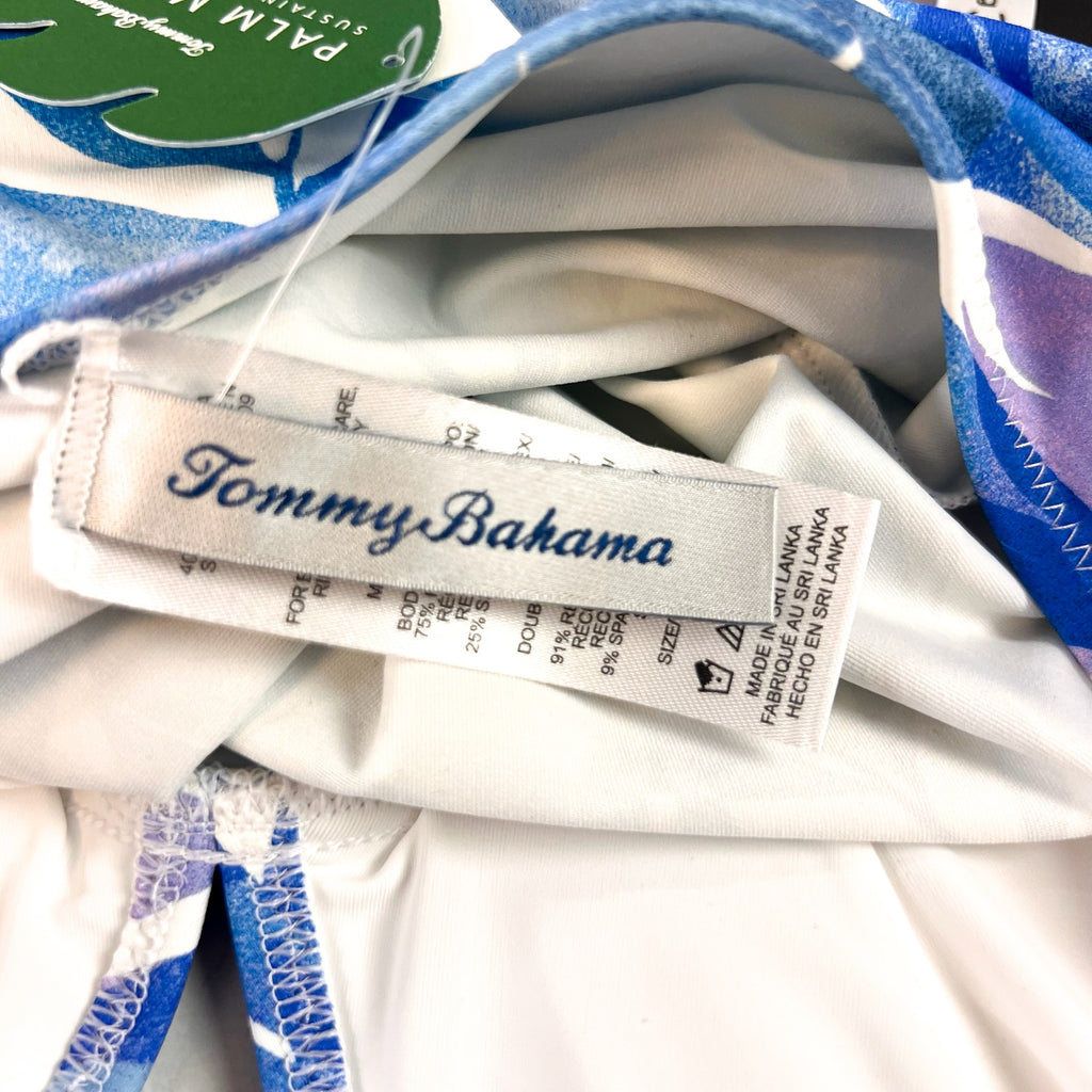 TOMMY BAHAMA Palma Fresca Tankini Top Small Blue White Palm Modern NWT