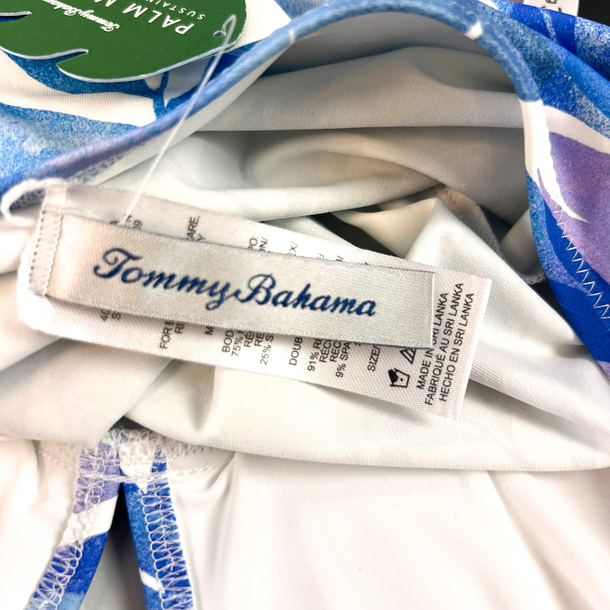TOMMY BAHAMA Palma Fresca Tankini Top Small Blue White Palm Modern NWT